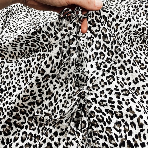 Princess Polly Leopard Print Ruffled Top/Cardigan with Front Ties Size 12 - Picture 5 of 9